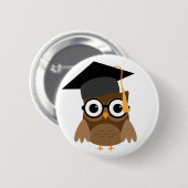 Geeky Owl mit Brille und Graduation Cap Button (Vorne & Hinten)
