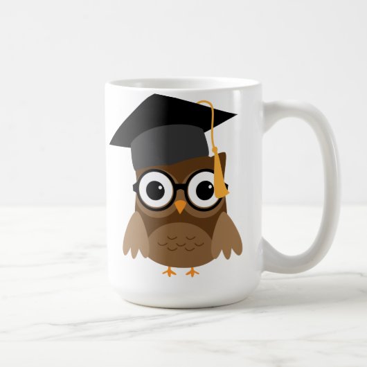 Geeky Owl mit Brille und Graduation Cap Tasse (Rechts)