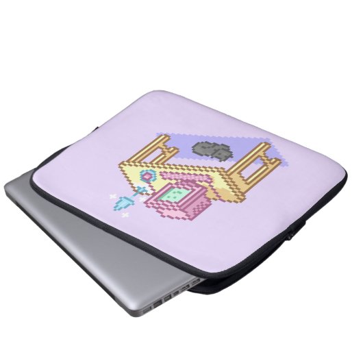 Geeky Pastel Pink Yellow Pixel Art Computer Laptopschutzhülle (Vorne Knopf)