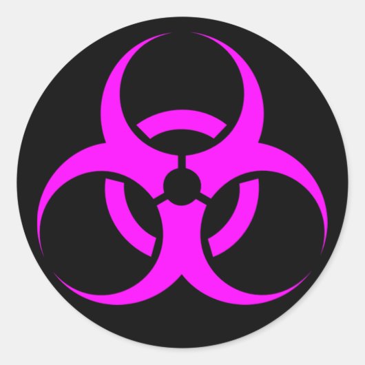 Geeky Pink Biogefährdung Sign Runder Aufkleber (Vorderseite)