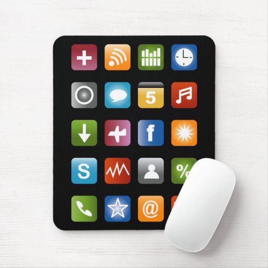 Geeky Smartphone App Icons Mauspad (Mit Mouse)