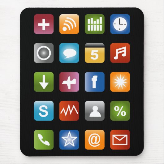 Geeky Smartphone App Icons Mauspad (Vorne)