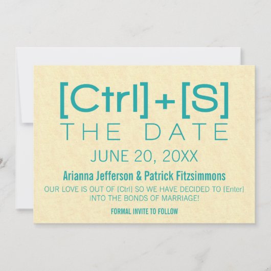 Geeky Typografie Save the Date, Aquamarin Date (Vorderseite)