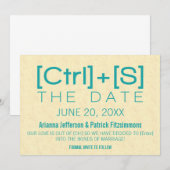 Geeky Typografie Save the Date, Aquamarin Date (Vorne/Hinten)