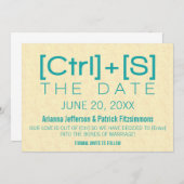 Geeky Typografie Save the Date, Aquamarin Save The Date (Vorne/Hinten)