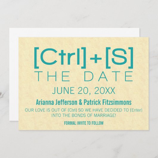 Geeky Typografie Save the Date, Aquamarin Save The Date (Vorne/Hinten)