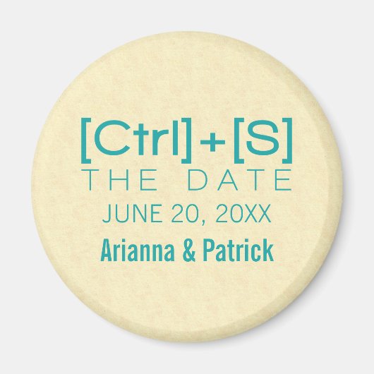 Geeky Typografy Save the Date Magnet, Aquamarin Magnet (Vorne)