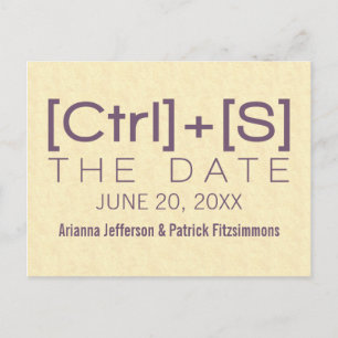 Geeky Typografy Save the Date Postcard, Lila Ankündigungspostkarte