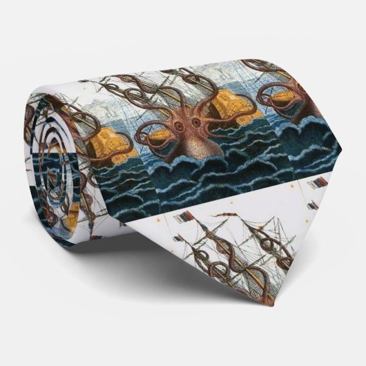 Geeky viktorianischer Dampf PunkKraken Krake Krawatte (Gerollt)