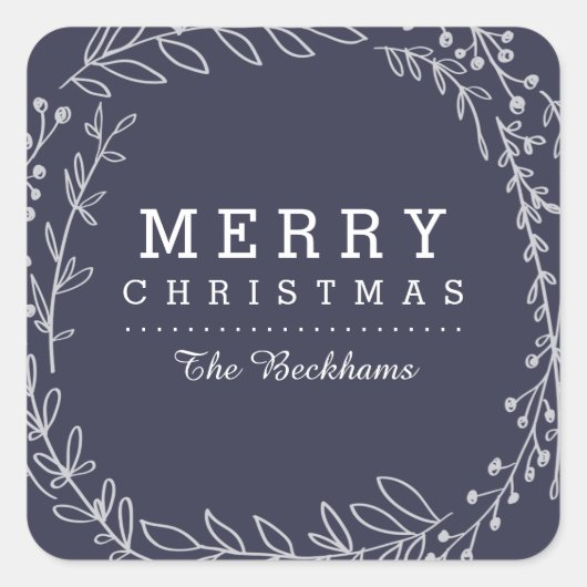 geerbt | Benutzerdefinierte Farbe Weihnachtskleber Quadratischer Aufkleber (Vorderseite)
