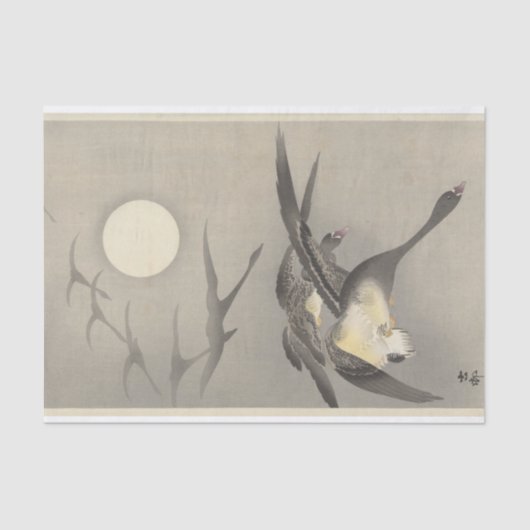 Geese bei Vollmond von Ohara Koson Seidenpapier (Vorderseite)