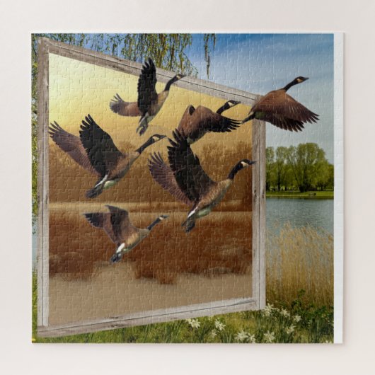 GEESE FLIEGT AUS DEM BILD PUZZLE (Vertikal)