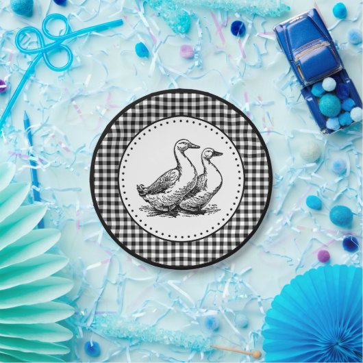 Geese Gingham Pappteller (Party)