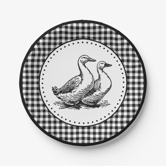 Geese Gingham Pappteller (Vorderseite)