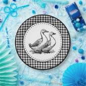 Geese Gingham Pappteller (Party)