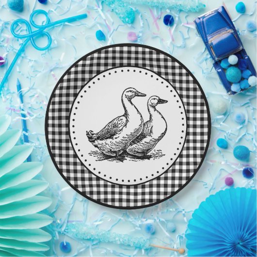 Geese Gingham Pappteller (Party)