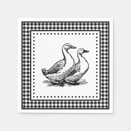 Geese Gingham Serviette (Vorderseite)