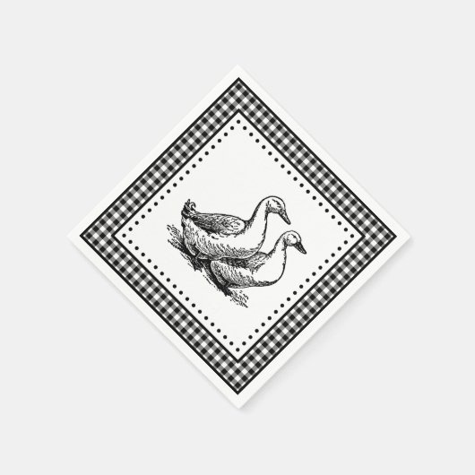 Geese Gingham Serviette (Ecke)