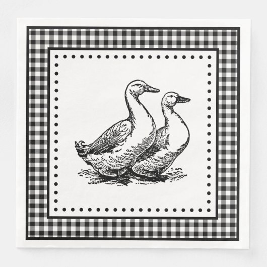 Geese Gingham Serviette (Vorderseite)