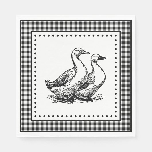 Geese Gingham Serviette (Vorderseite)