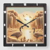 Geese Lakewood Heritage Quadratische Wanduhr (Vorderseite)