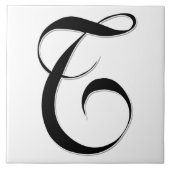 Geesele Letter T in Schwarz-Monogramm-Tile Fliese (Vorderseite)