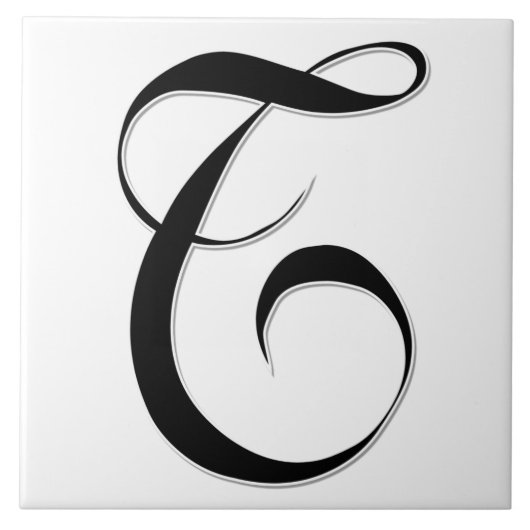 Geesele Letter T in Schwarz-Monogramm-Tile Fliese (Vorderseite)