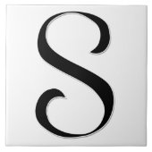 Geesselbrief S in Schwarz-Monogramm-Tile Fliese (Vorderseite)