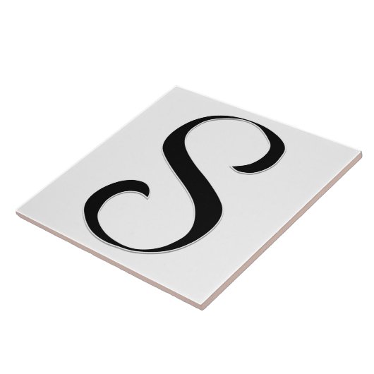 Geesselbrief S in Schwarz-Monogramm-Tile Fliese (Seite)