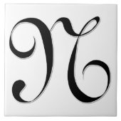 Geessele Buchstaben N in Schwarz-Monogramm-Tile Fliese (Vorderseite)