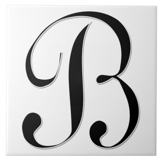 Geessele Letter B in Schwarz-Monogramm-Tile Fliese (Vorderseite)