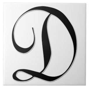 Geessele Letter D in Schwarz-Monogramm-Tile Fliese