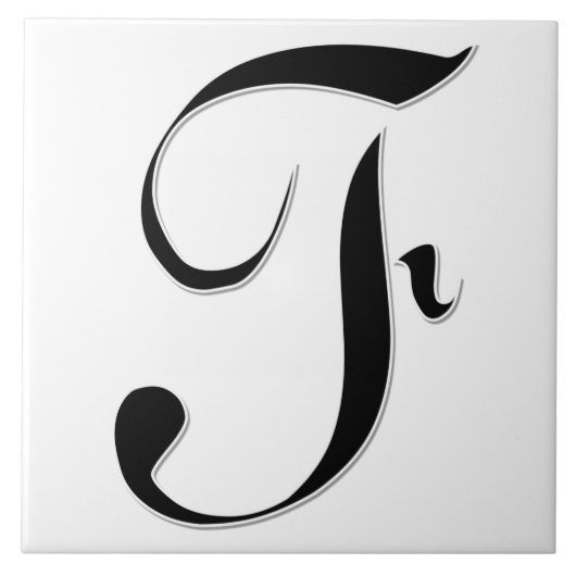 Geessele Letter F in Schwarz-Monogramm-Tile Fliese (Vorderseite)