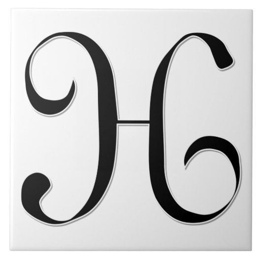 Geessele Letter H in Schwarz-Monogramm-Tile Fliese (Vorderseite)