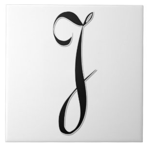 Geessele Letter J in Schwarz-Monogramm-Tile Fliese