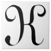 Geessele Letter K in Schwarz-Monogramm-Tile Fliese (Vorderseite)