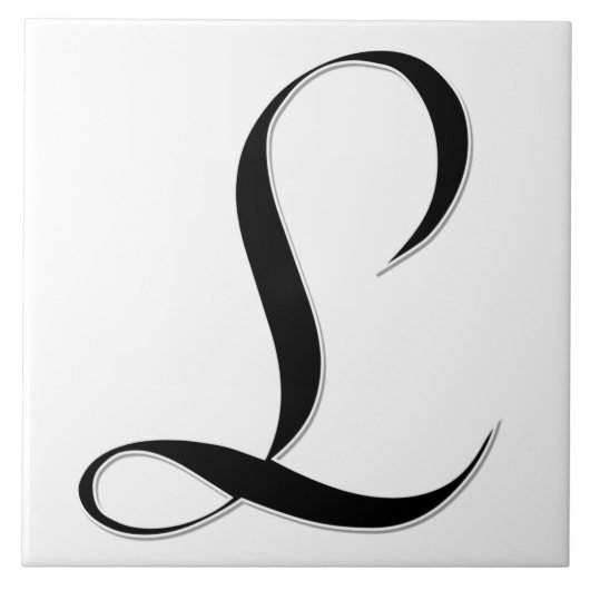Geessele Letter L in Schwarz-Monogramm-Tile Fliese (Vorderseite)