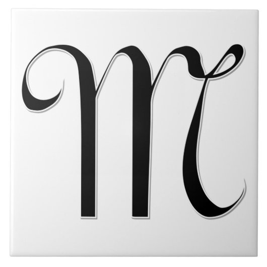 Geessele Letter M in Schwarz-Monogramm-Tile Fliese (Vorderseite)