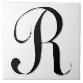Geessele Letter R in Schwarz-Monogramm-Tile Fliese (Vorderseite)