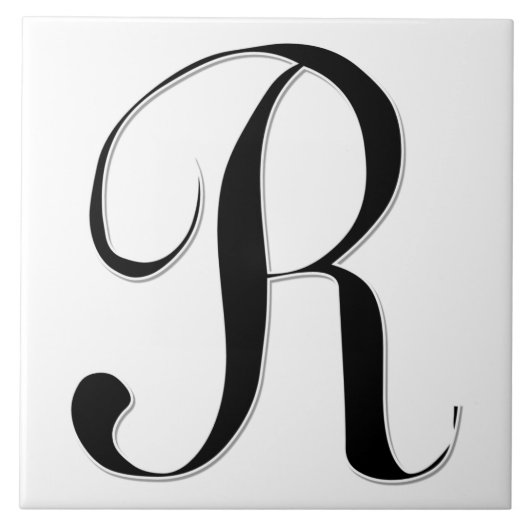 Geessele Letter R in Schwarz-Monogramm-Tile Fliese (Vorderseite)