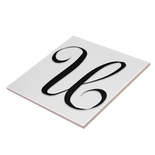 Geessele Letter U in Schwarz-Monogramm-Tile Fliese (Seite)