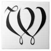 Geessele Letter W in Schwarz-Monogramm-Tile Fliese (Vorderseite)