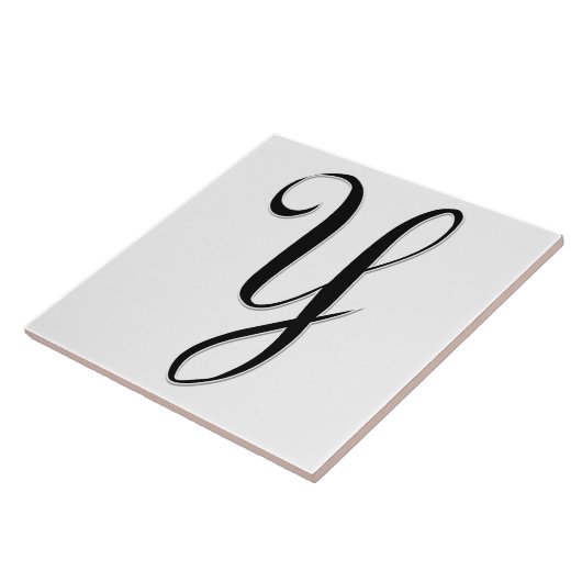 Geessele Letter Y in Schwarz-Monogramm-Tile Fliese (Seite)