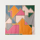 geetric seamless pattern, lines, orange, purple wandteppich (Vorderseite (Horizontal))