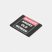 Gefahr: Angry Old Woman - Funny Gag Geschenk Post-it Klebezettel (angewinkelt)