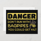 Gefahr Bagpipe Pun Postkarte (Vorne/Hinten)