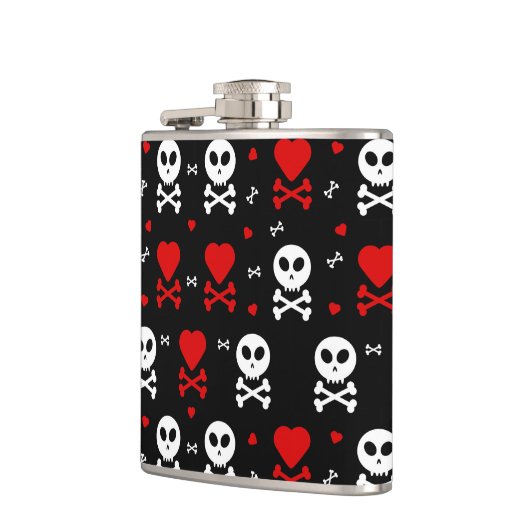 Gefahr Beängstigender Schädelmuster Flachmann (Links)