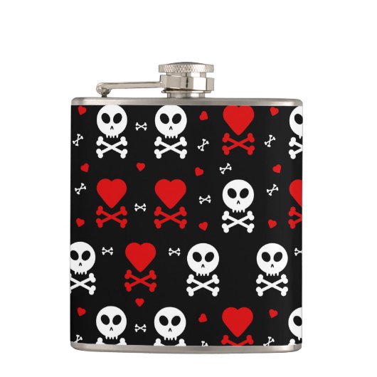 Gefahr Beängstigender Schädelmuster Flachmann (Vorderseite)