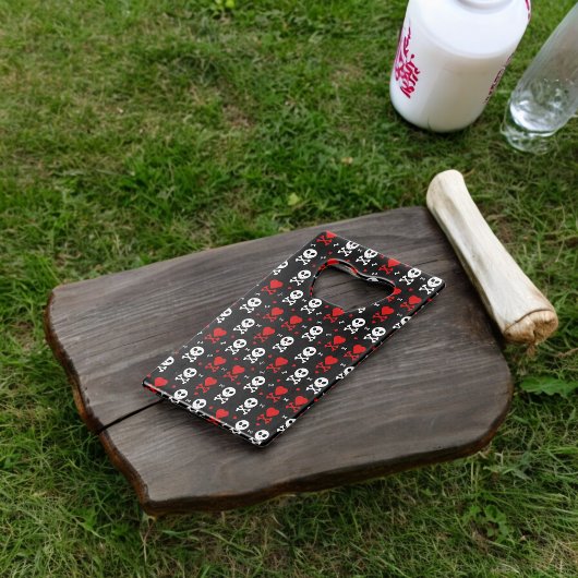 Gefahr Beängstigender Schädelmuster Geldbeutel Flaschenöffner