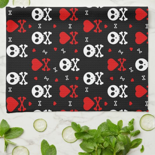 Gefahr Beängstigender Schädelmuster Geschirrtuch (Gefaltet)